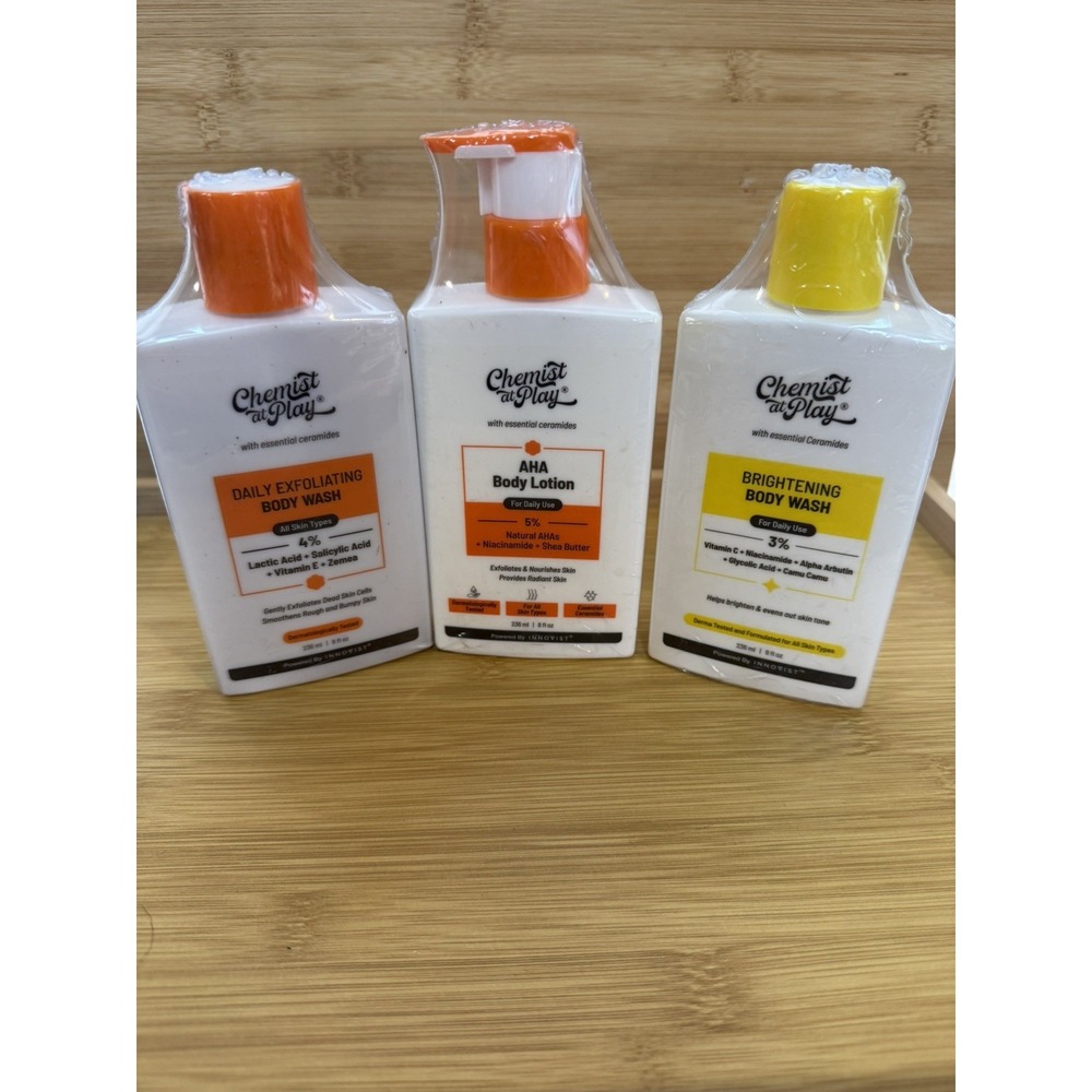 Chemist at Play Body Wash Lotion Set AHA Lactic Salicylic Brightening Exfoliatin